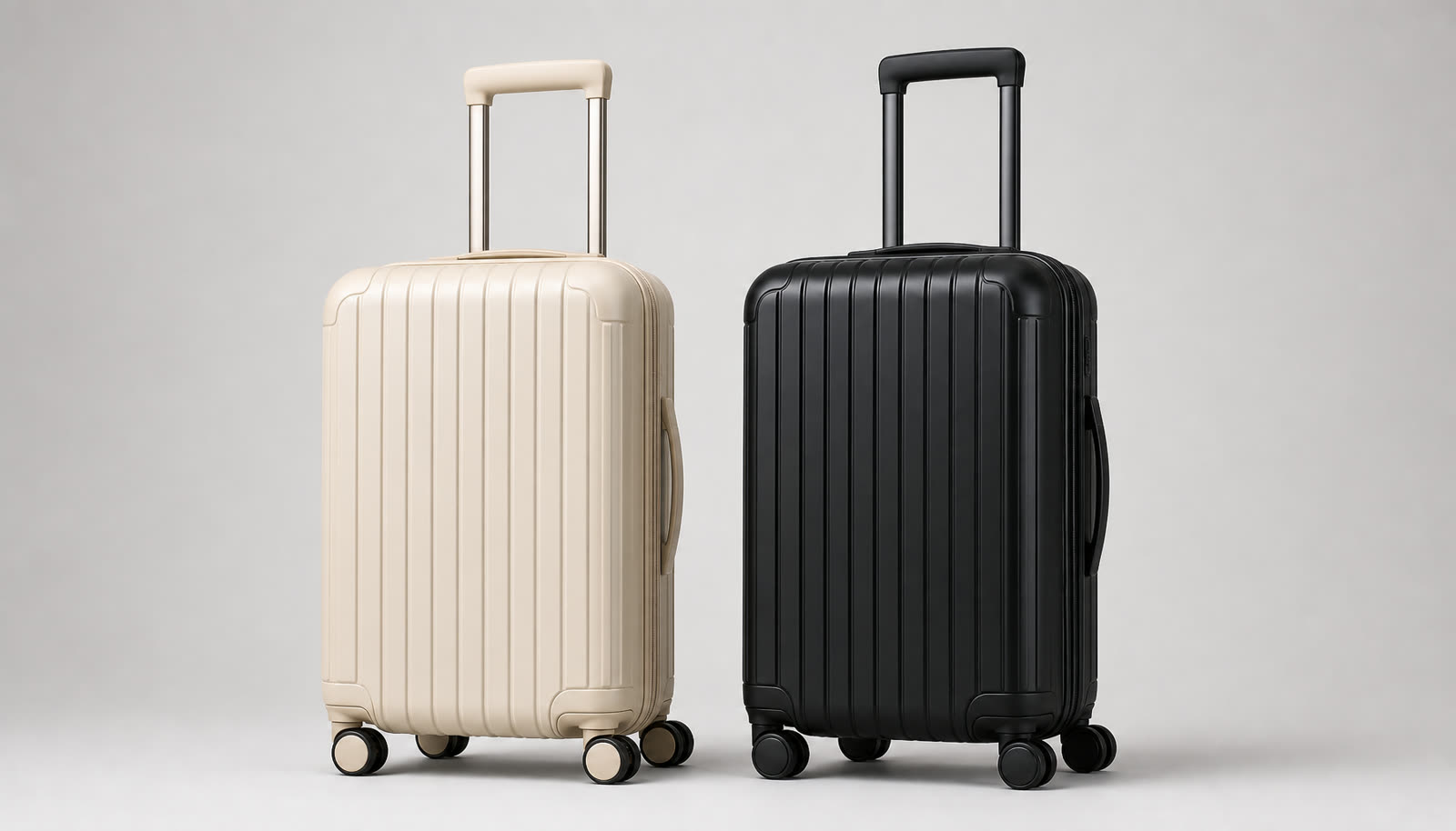 Gettbetter Nomad-X carry-on in Oatmeal Cream and Carbon Black